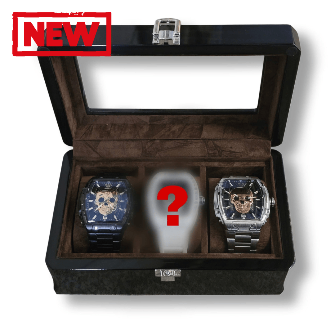 MVL Автоматические часы с черепом, японский механизм / стальной ремешок черный/черный