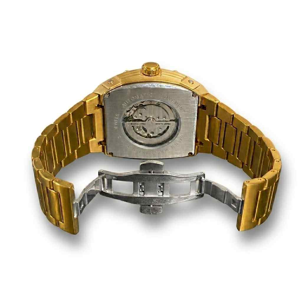 Montre MVL Automatic avec motif de crâne, mouvement japonais - bracelet en acier - or poli