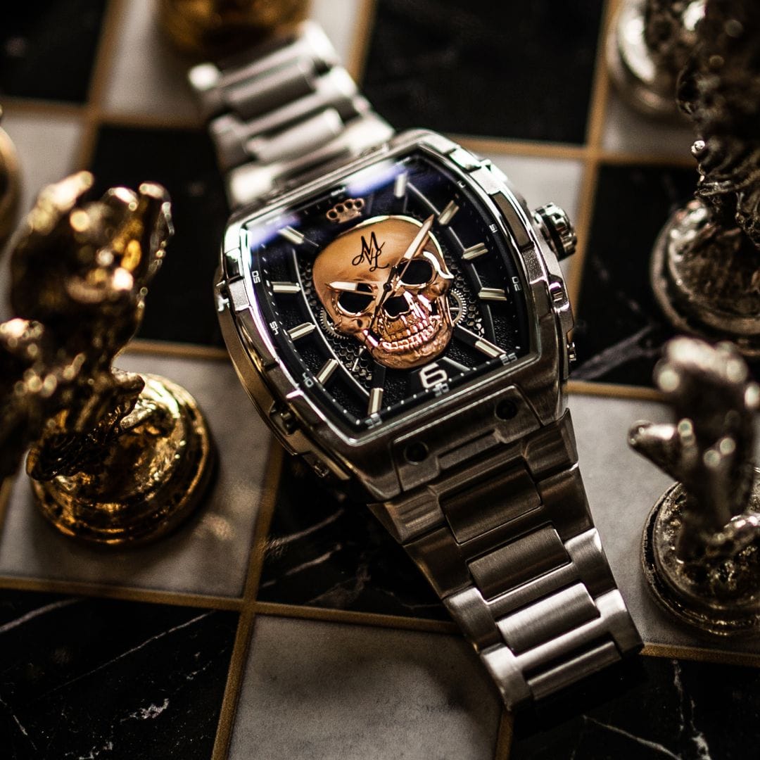 MVL Otomatik Kafatası Saat - Gümüş