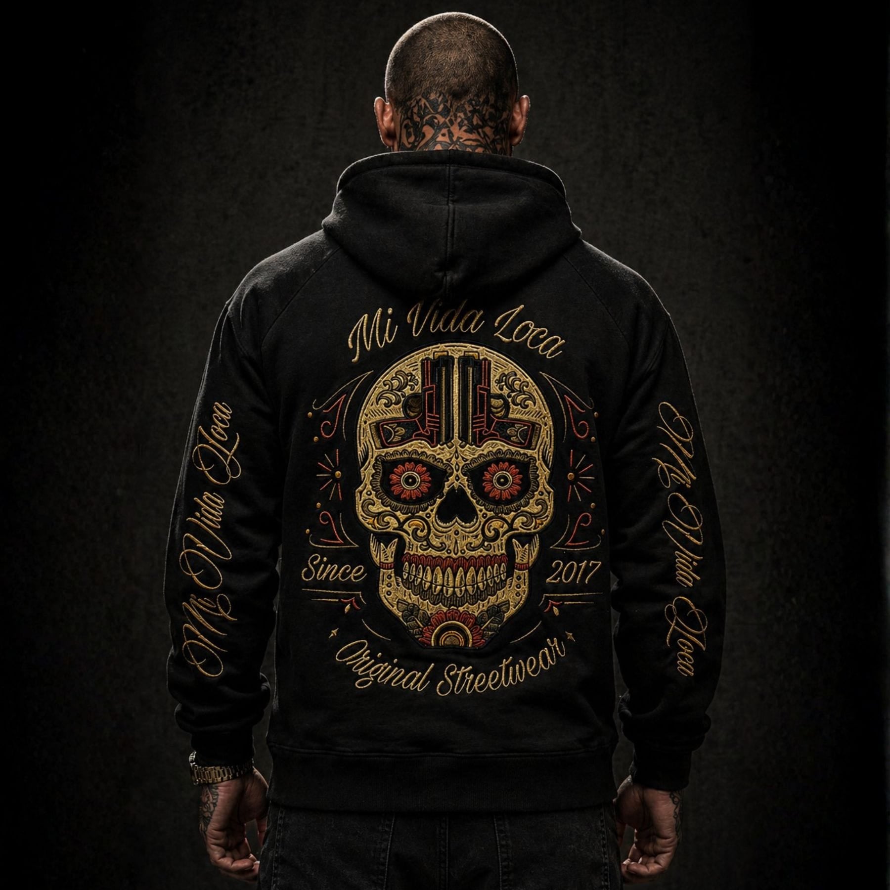 Sudadera con capucha Sugar Skull - negra