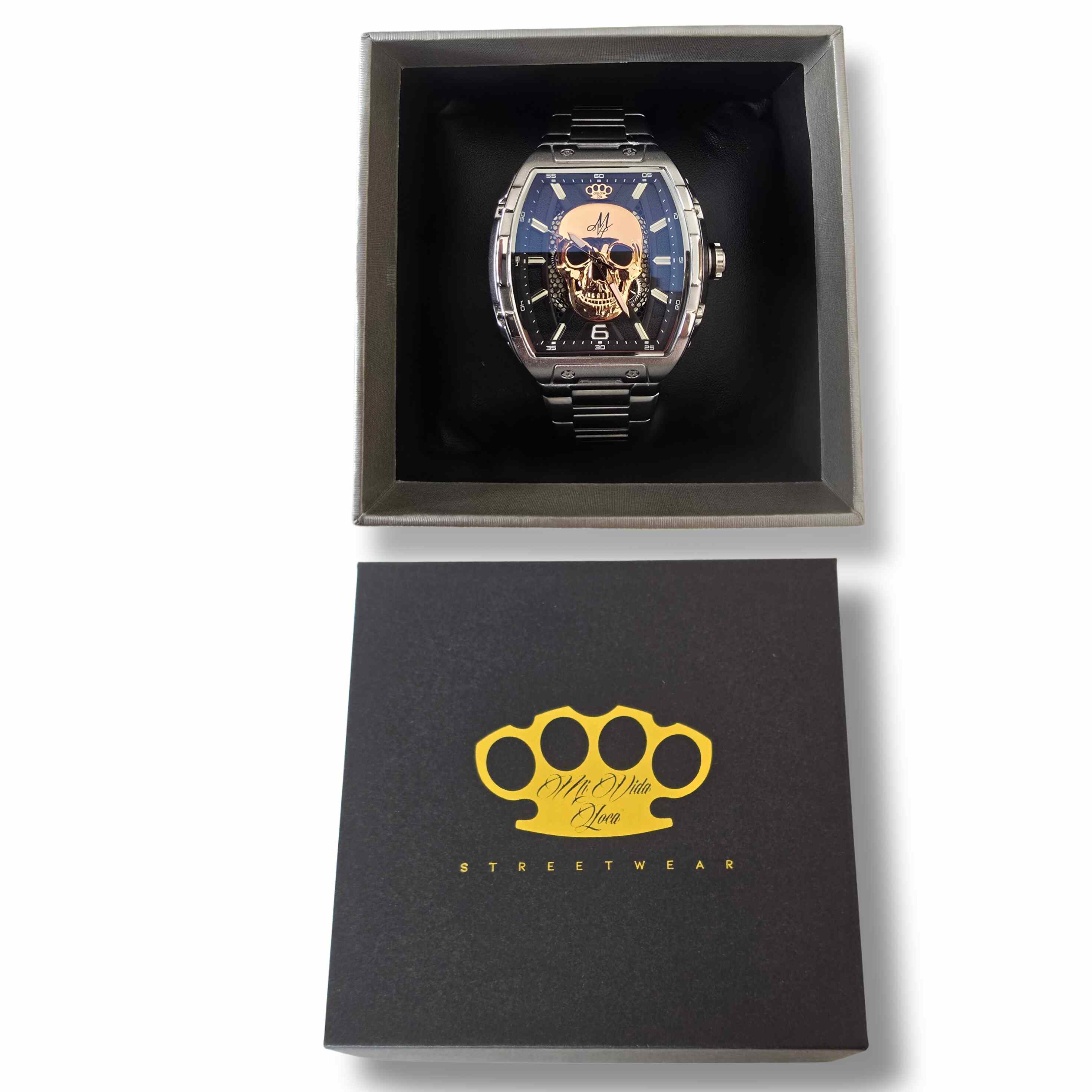 MVL Automatische Totenkopf-Uhr - Silber