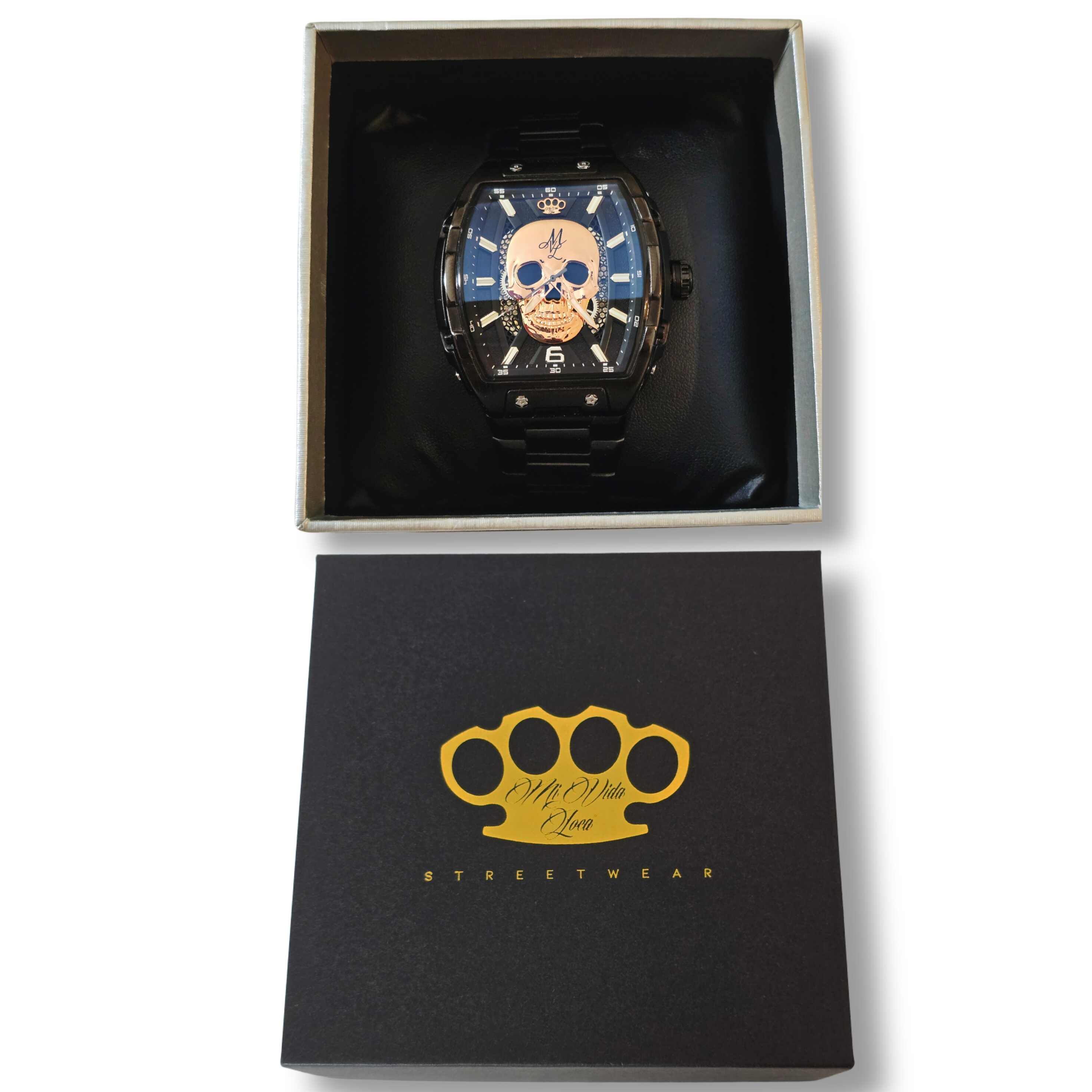 MVL Automatische Totenkopf-Uhr - Silber