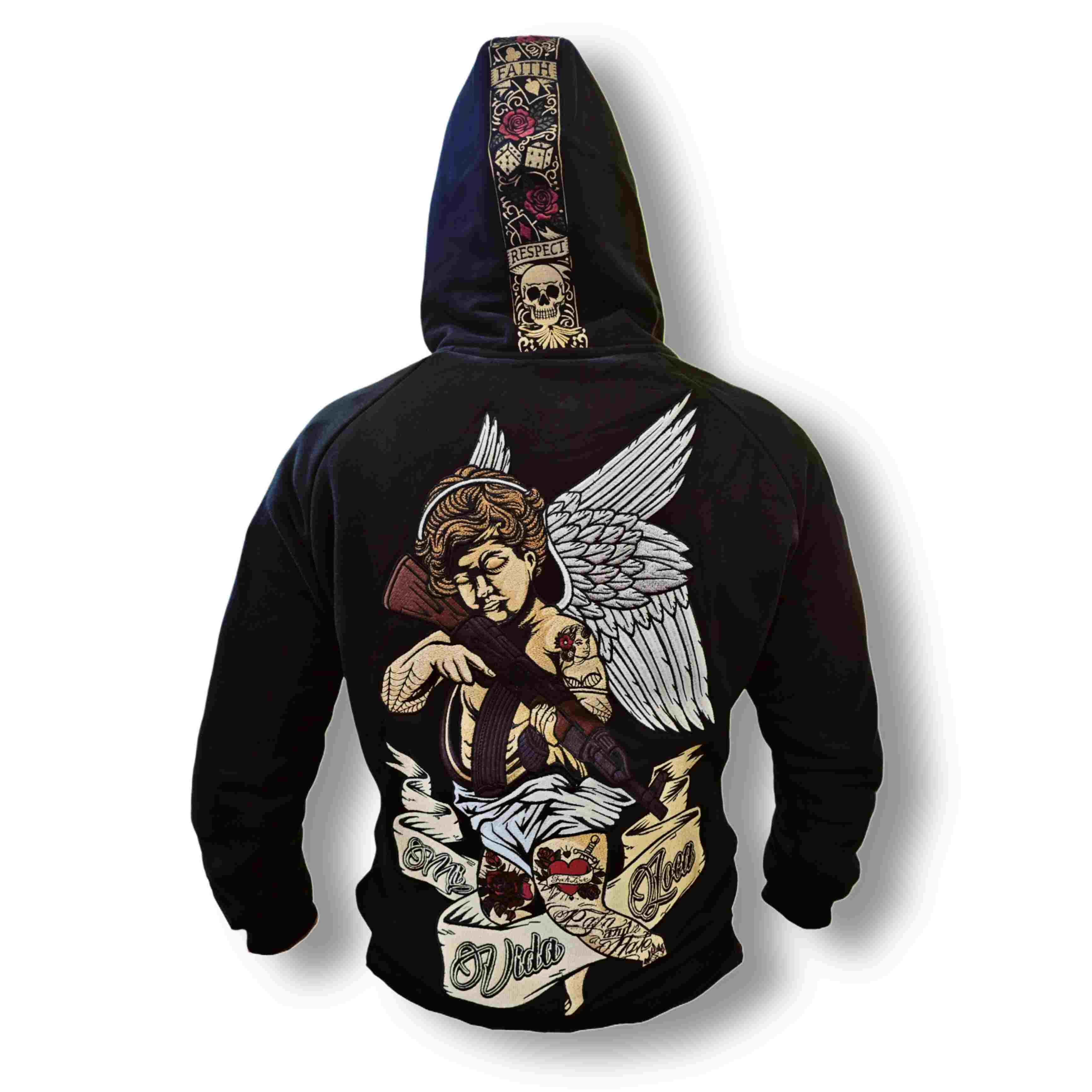 Felpa con cappuccio MVL "Cupido con la pistola"