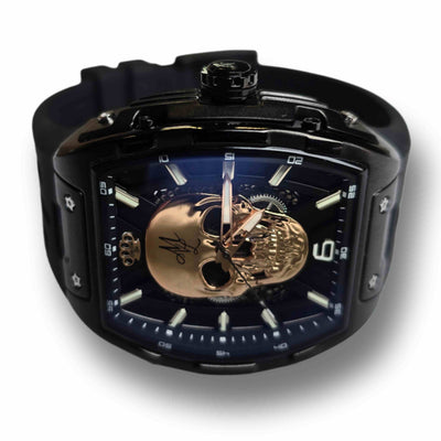 Orologio automatico MVL con movimento giapponese / cinturino in silicone - nero/nero