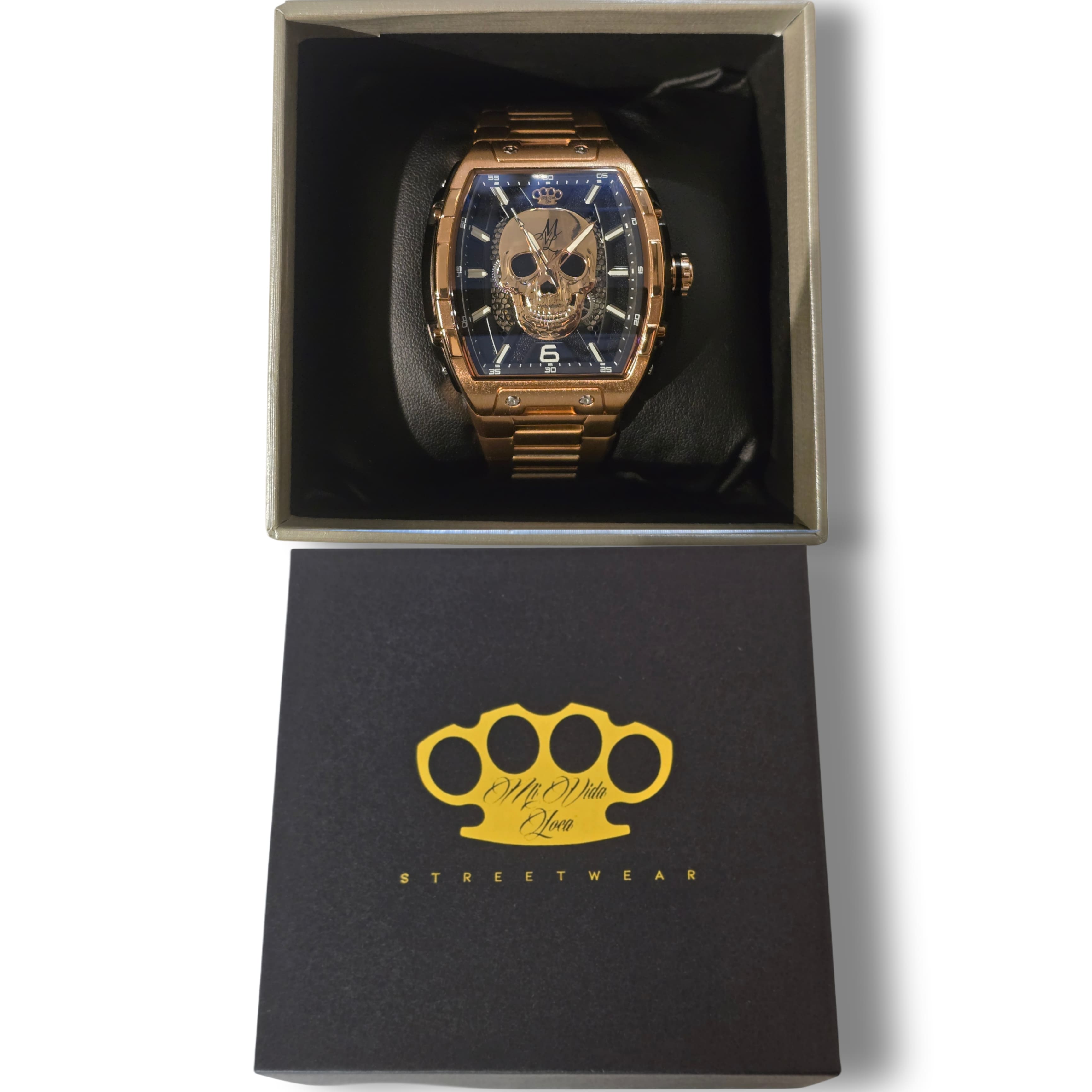 Montre automatique MVL tête de mort mouvement japonais - or rose