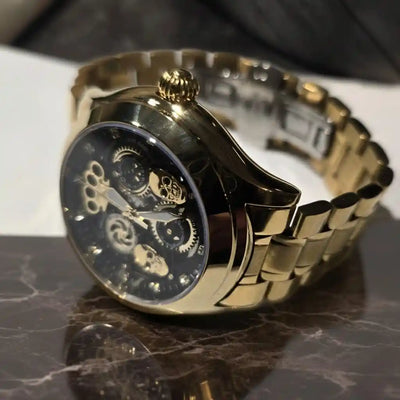 Orologio da polso automatico MVL "Doppio teschio" - oro/oro