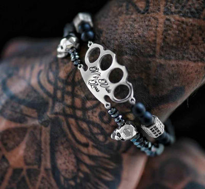 MVL „Polygonal skulls“ Armband schwarz/silber