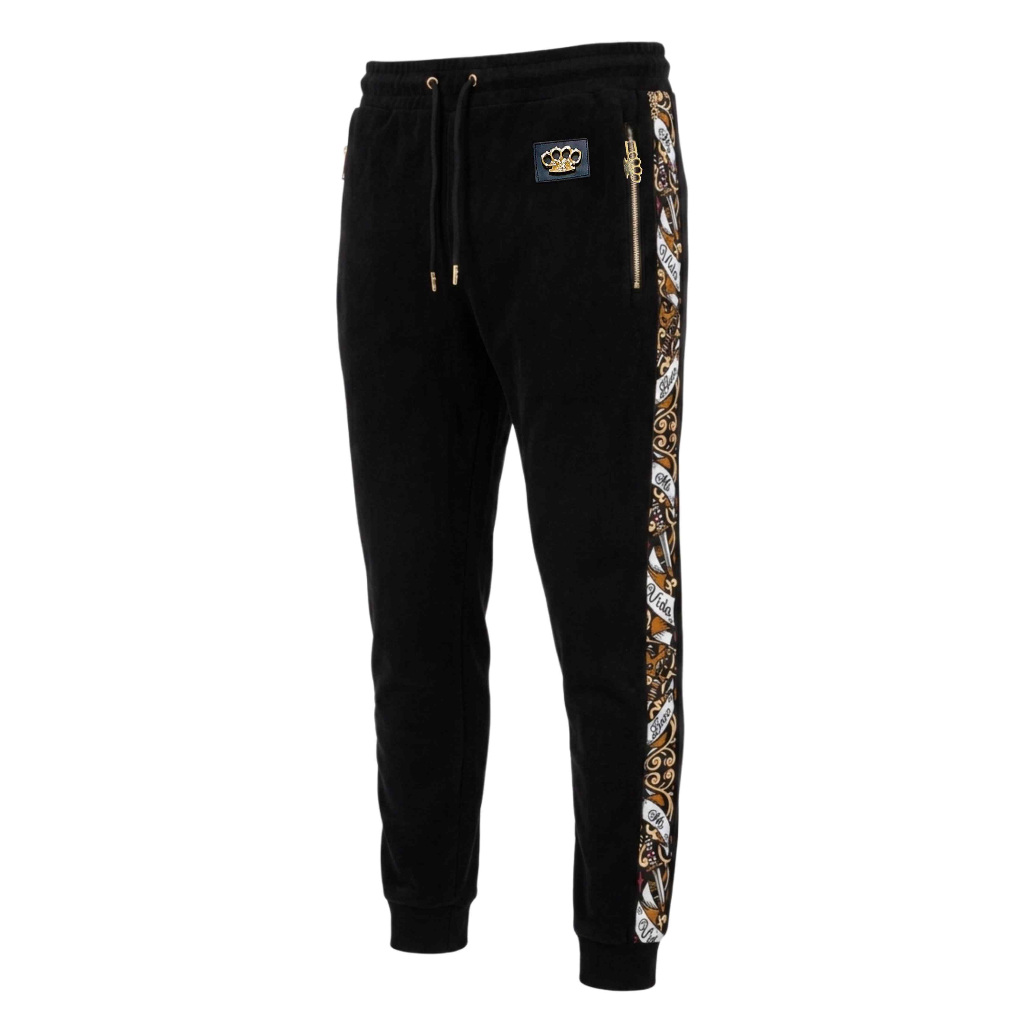 Savage Jogginghose mit aufwendigem Muster – schwarz