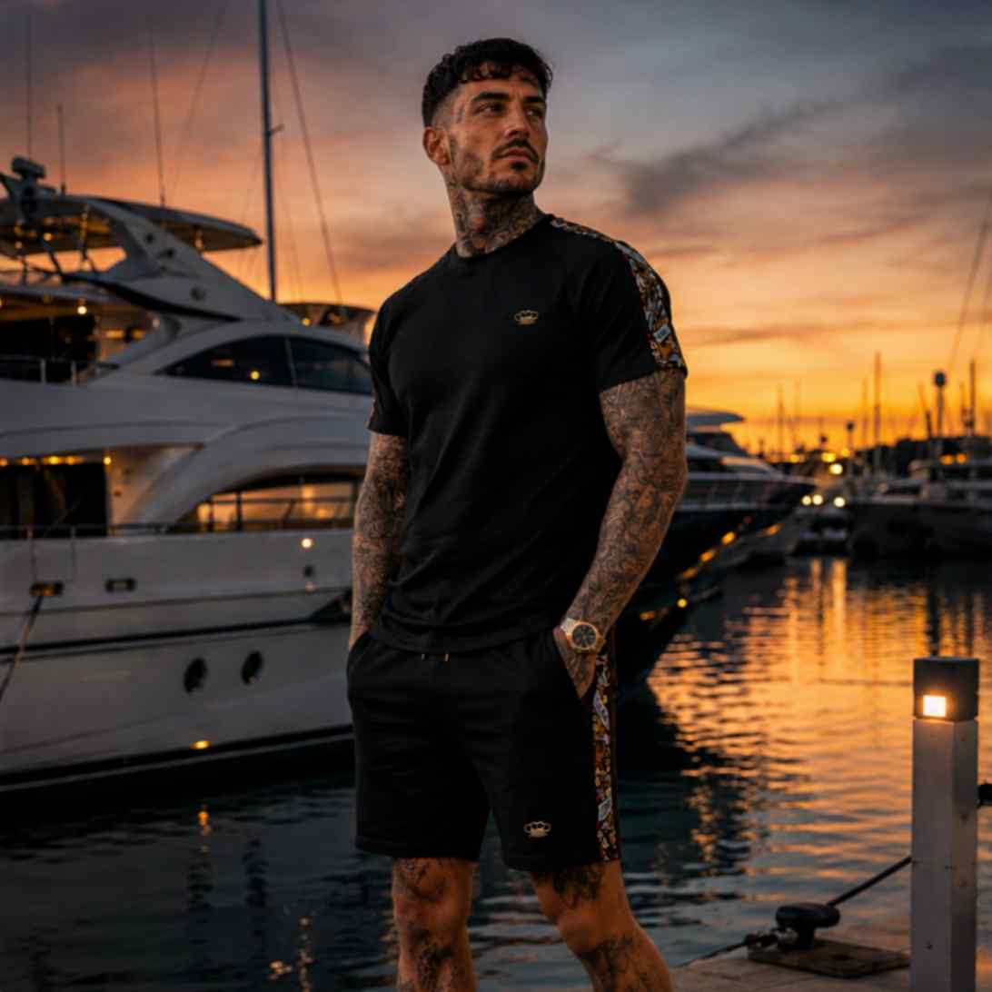 Short de jogging Savage à motifs - noir