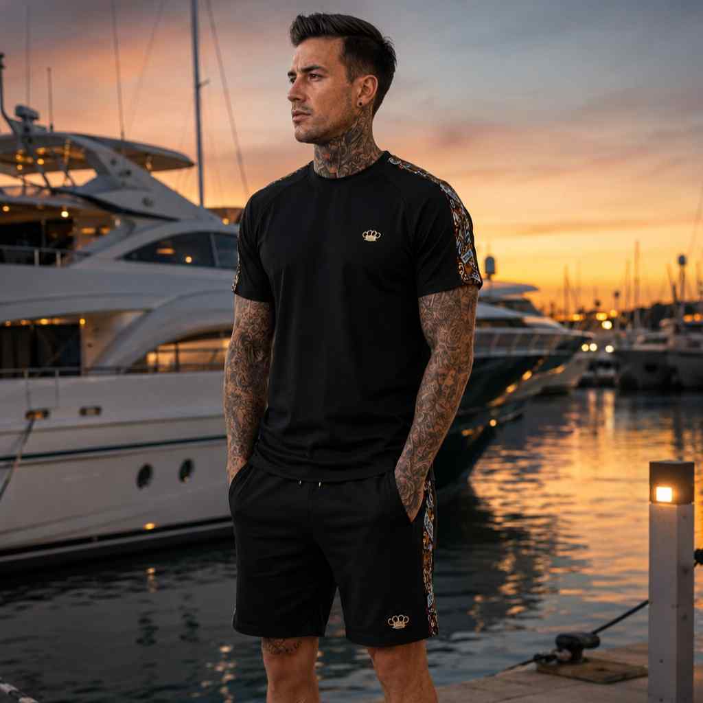 Short de jogging Savage à motifs - noir