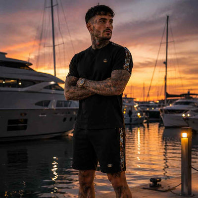 Short de jogging Savage à motifs - noir