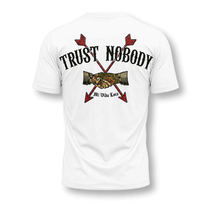 T-shirt blanc avec broderie « Trust nobody »